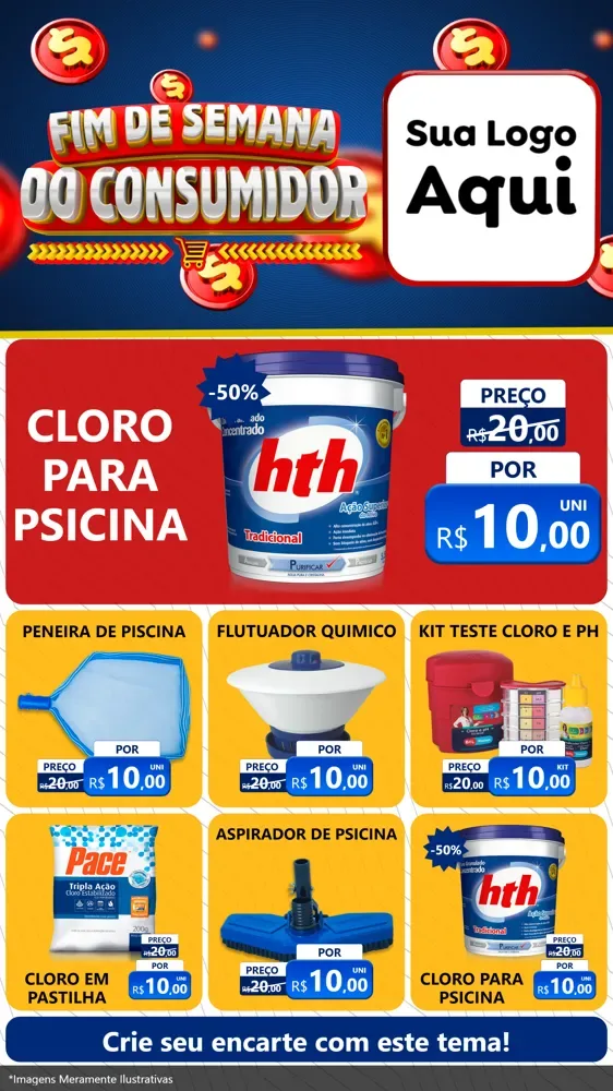 Modelo de Rede Social para Stories com o tema Fim de Semana do Consumidor para Produtos para Piscina
