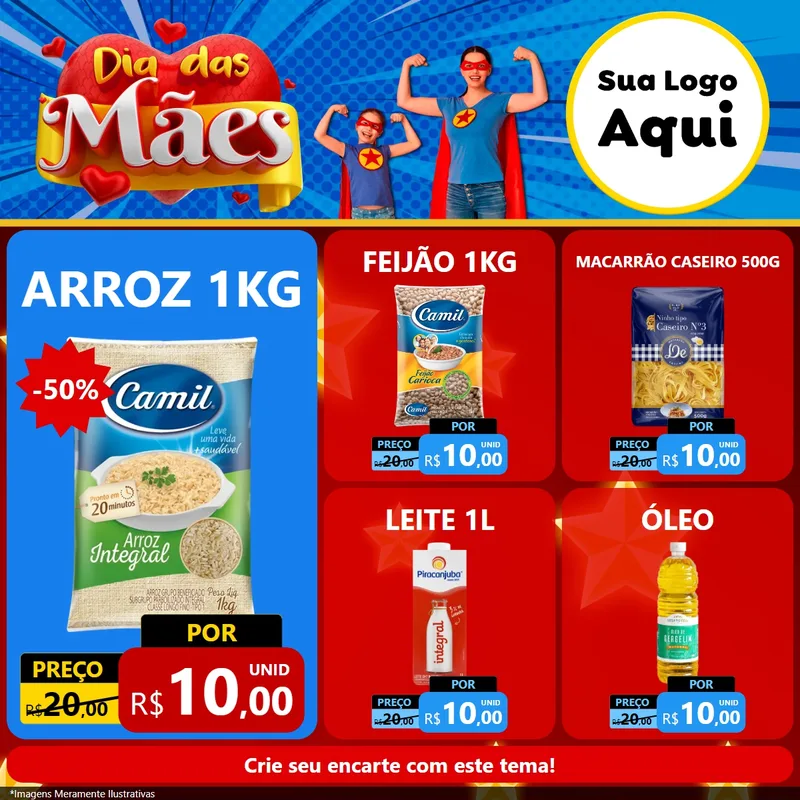 Modelo de Rede Social para Feed Facebook com o tema Dia das Mães para Supermercado