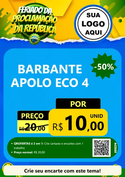 Modelo de Cartaz para Cartaz A4 Vertical com o tema Feriado da Proclamação da República para Armarinho e Aviamentos