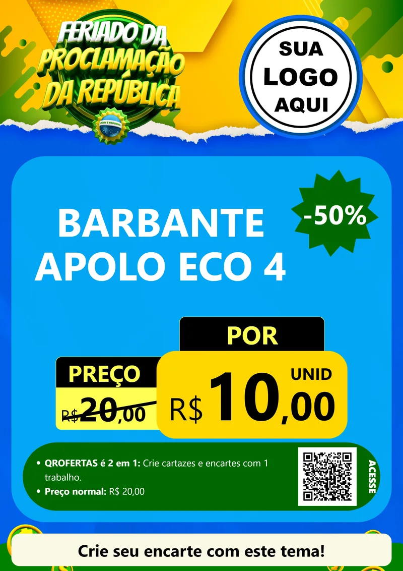 Modelo de Cartaz para Cartaz A4 Vertical com o tema Feriado da Proclamação da República para Armarinho e Aviamentos