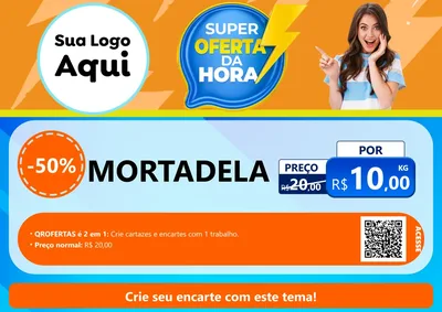 Modelo de Cartaz para Cartaz A4 Horizontal com o tema Super Oferta da Hora para Frios e Laticínios