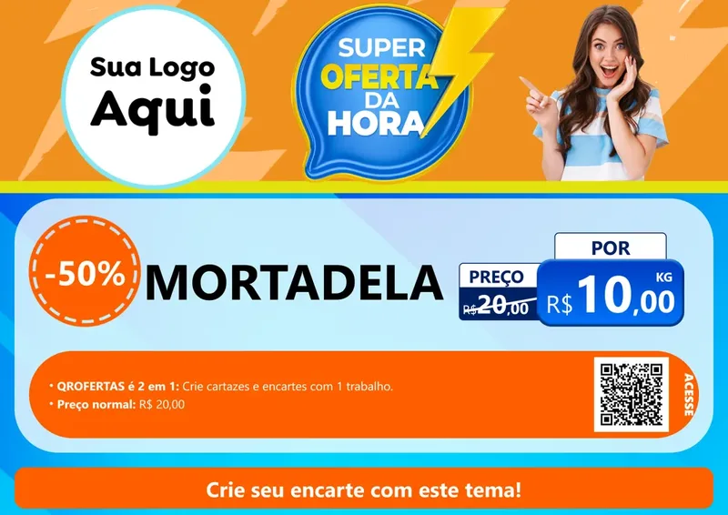 Modelo de Cartaz para Cartaz A4 Horizontal com o tema Super Oferta da Hora para Frios e Laticínios