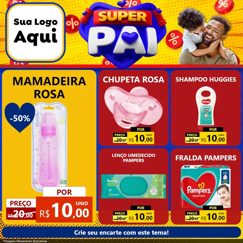 Modelo de Rede Social para Feed Facebook com o tema Super Pai para Bebês