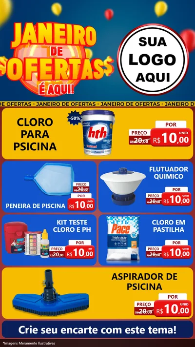 Modelo de TV para TV Vertical com o tema Janeiro de Ofertas É Aqui! para Produtos para Piscina