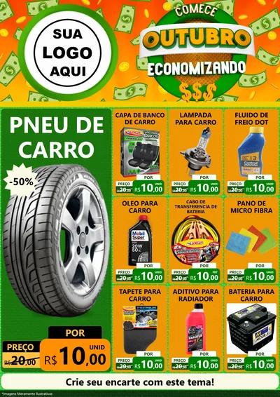 Modelo de Encarte para Encarte A4 Vertical com o tema Comece Outubro Economizando para Auto peças
