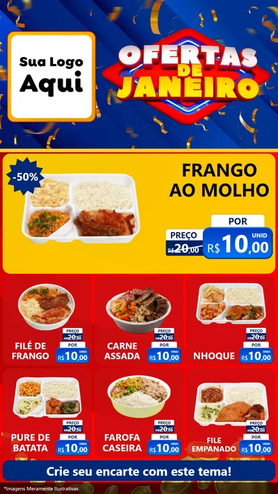 Modelo de Rede Social para Stories com o tema Ofertas de Janeiro para Restaurante