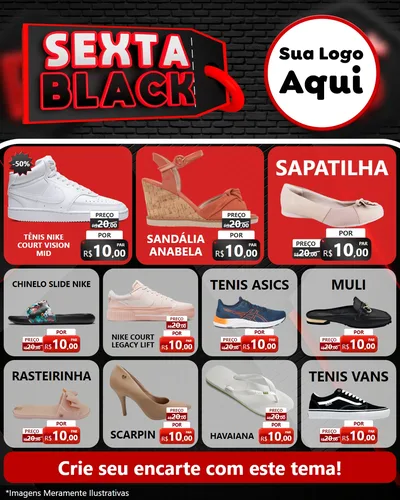 Modelo de Rede Social para Feed Instagram com o tema Sexta Black para Calçados