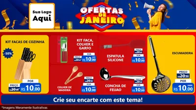 Modelo de TV para TV Horizontal com o tema Ofertas de Janeiro para Utilidades Domésticas