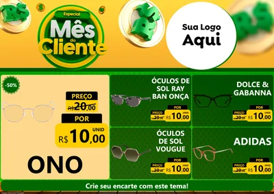 Modelo de Encarte para Encarte A4 Horizontal com o tema Especial Mês do Cliente para Óticas