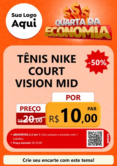 Modelo de Cartaz para Cartaz A4 Vertical com o tema Quarta da Economia para Calçados