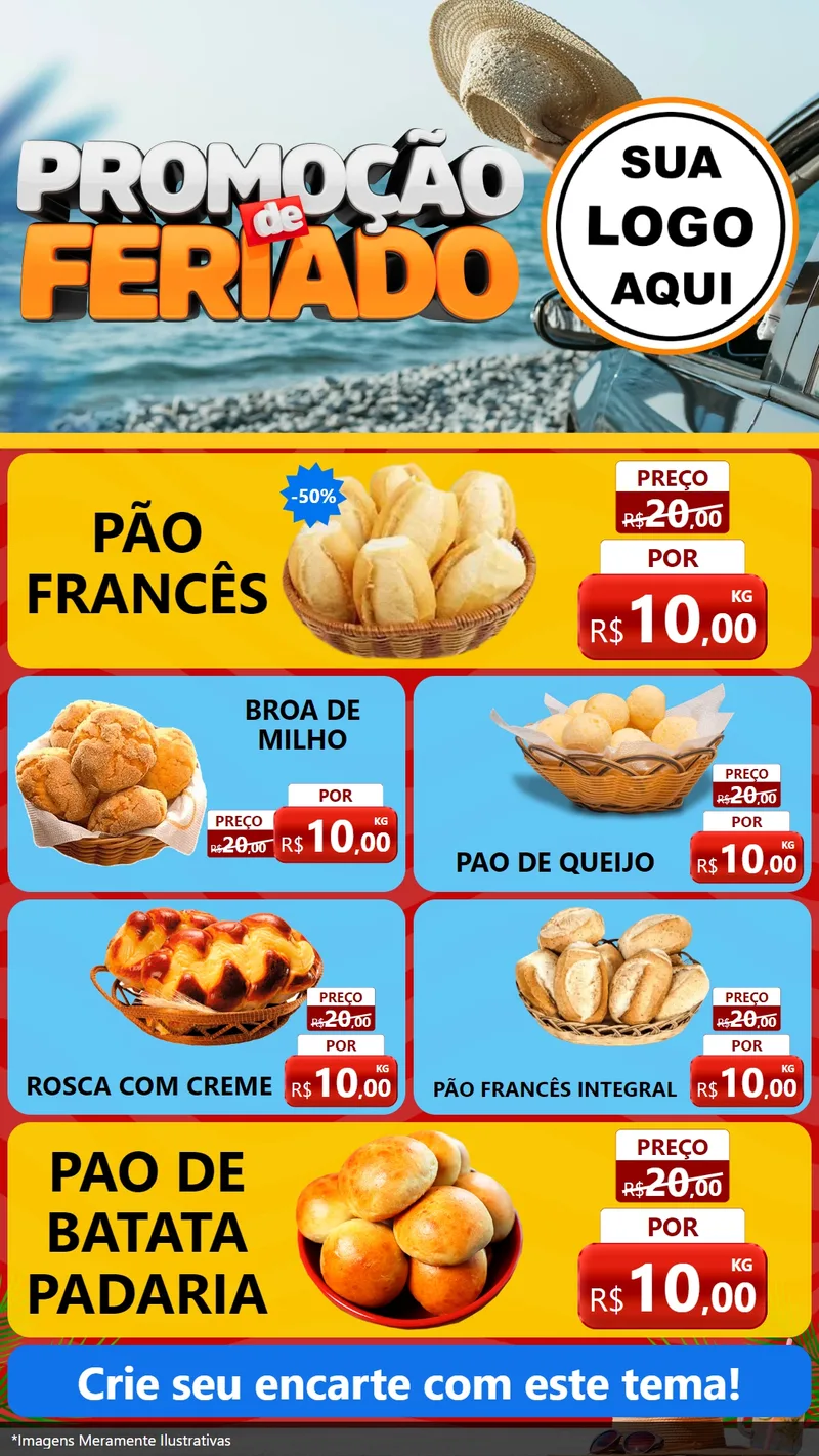 Modelo de TV para TV Vertical com o tema Promoção de Feriado para Padaria