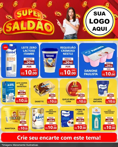 Modelo de Rede Social para Feed Instagram com o tema Super Saldão para Frios e Laticínios