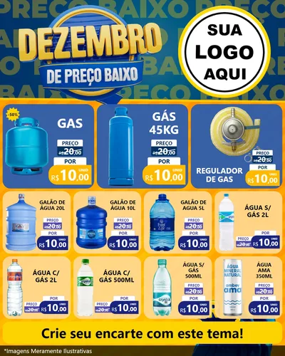 Modelo de Rede Social para Feed Instagram com o tema Dezembro de Preço Baixo para Água e gás