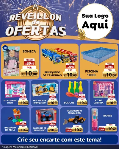 Modelo de Rede Social para Feed Instagram com o tema Réveillon de Ofertas para Brinquedos