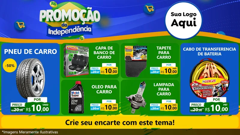 Modelo de TV para TV Horizontal com o tema Promoção da Independência para Auto peças