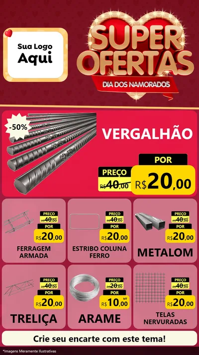 Modelo de Rede Social para Stories com o tema Dia dos Namorados para Ferragens