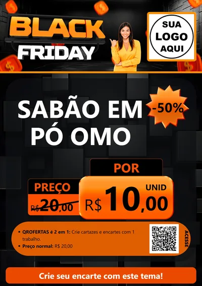 Modelo de Cartaz para Cartaz A4 Vertical com o tema Black Friday para Produtos de Limpeza