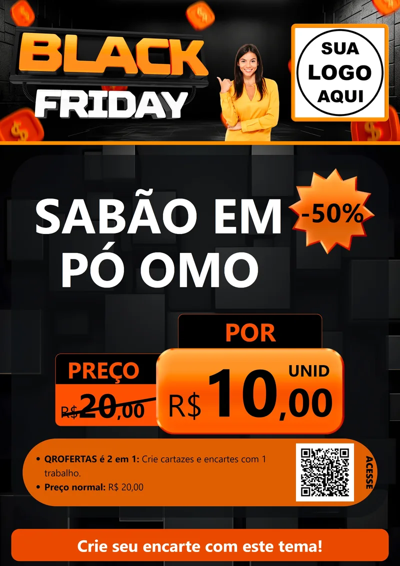Modelo de Cartaz para Cartaz A4 Vertical com o tema Black Friday para Produtos de Limpeza
