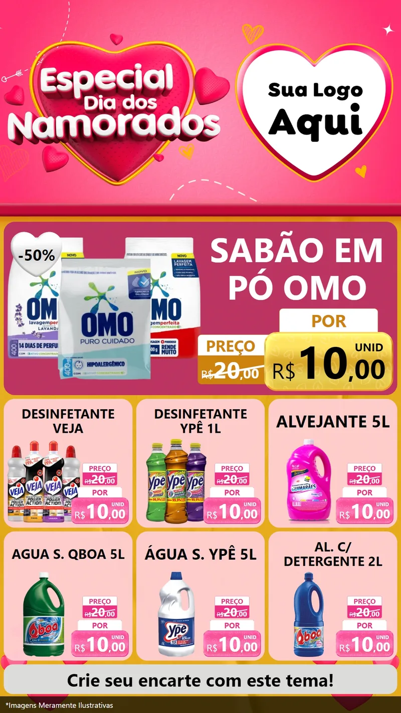 Modelo de Rede Social para Stories com o tema Especial Dia dos Namorados para Produtos de Limpeza