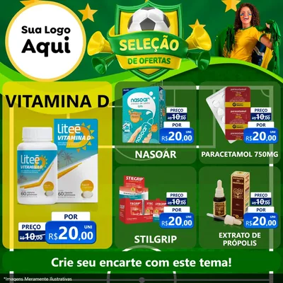 Modelo de Rede Social para Feed Facebook com o tema Seleção de Ofertas - Copa para Farmácia