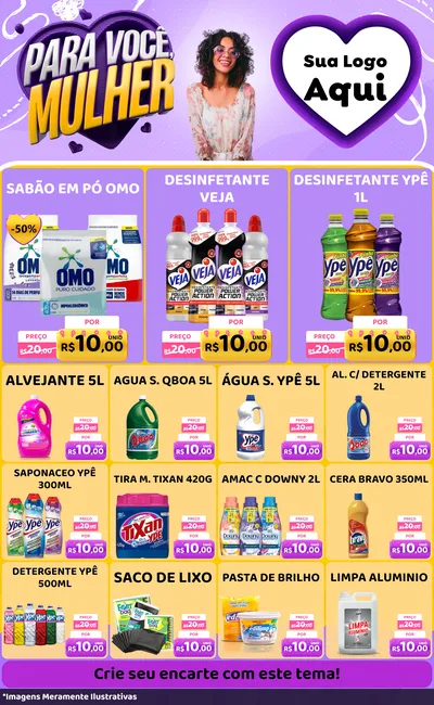 Modelo de Encarte para Encarte Grande com o tema Para Você, Mulher para Produtos de Limpeza