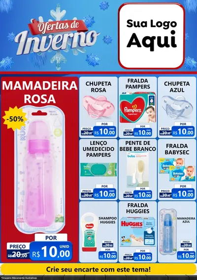 Modelo de Encarte para Encarte A4 Vertical com o tema Ofertas de Inverno para Bebês