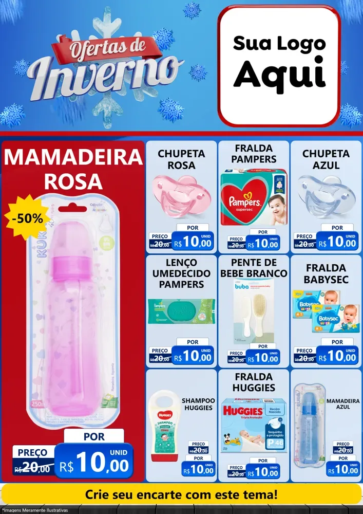 Modelo de Encarte para Encarte A4 Vertical com o tema Ofertas de Inverno para Bebês