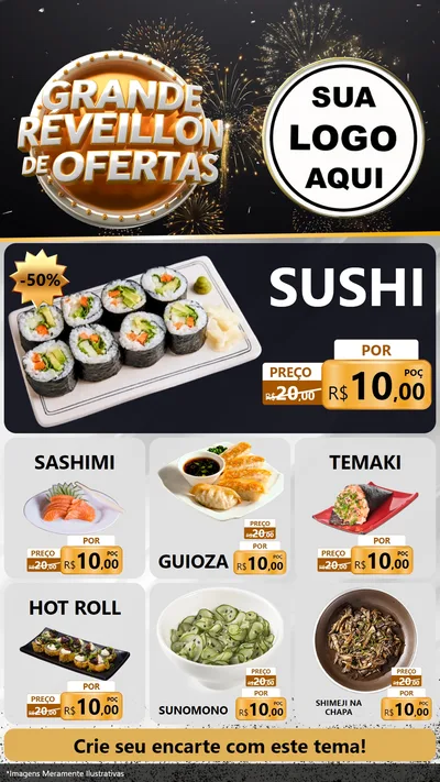 Modelo de Rede Social para Stories com o tema Grande Réveillon de Ofertas para Comida japonesa