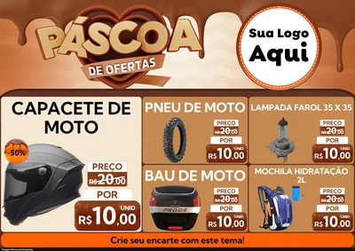Modelo de Encarte para Encarte A4 Horizontal com o tema Páscoa de Ofertas para Moto peças