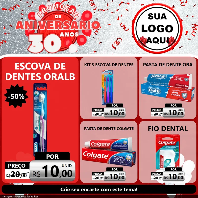 Modelo de Rede Social para Feed Facebook com o tema Promoção de Aniversário - 30 Anos para Higiene Pessoal