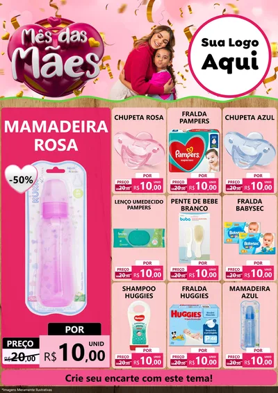 Modelo de Encarte para Encarte A4 Vertical com o tema Mês das Mães para Bebês
