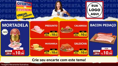 Modelo de TV para TV Horizontal com o tema Ofertas de Fevereiro - Preços Incríveis para Frios e Laticínios