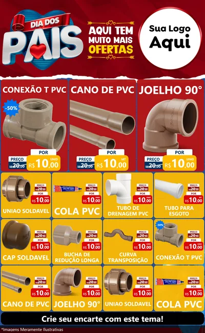 Modelo de Encarte para Encarte Grande com o tema Dia dos Pais para Tubos e conexões