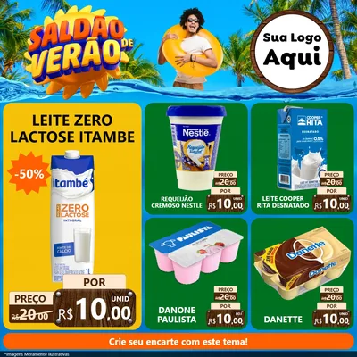 Modelo de Rede Social para Feed Facebook com o tema Saldão de Verão para Frios e Laticínios