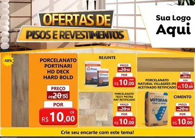 Modelo de Encarte para Encarte A4 Horizontal com o tema Ofertas Pisos e Revestimentos para Pisos e revestimentos