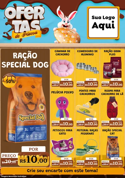 Modelo de Encarte para Encarte A4 Vertical com o tema Ofertas de Páscoa para Pet Shop