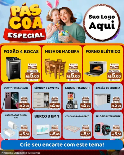 Modelo de Rede Social para Feed Instagram com o tema Páscoa Especial para Móveis e Eletro