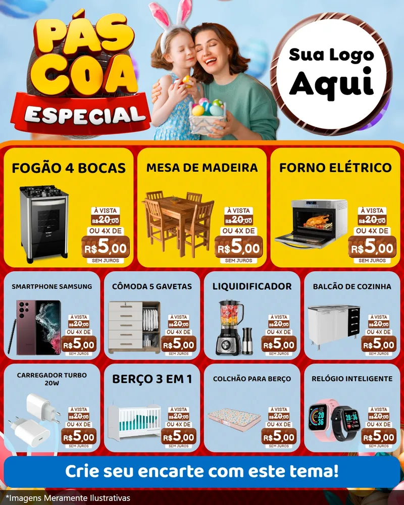 Modelo de Rede Social para Feed Instagram com o tema Páscoa Especial para Móveis e Eletro