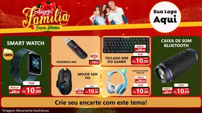 Modelo de TV para TV Horizontal com o tema Alegria em Família Super Ofertas - Natal para Informática