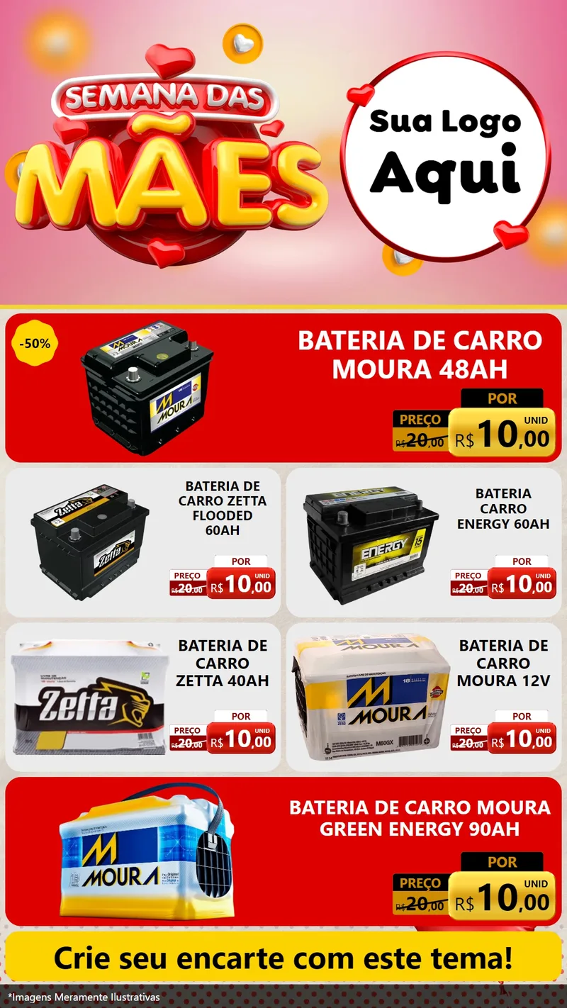 Modelo de TV para TV Vertical com o tema Semana das Mães para Baterias Elétricas