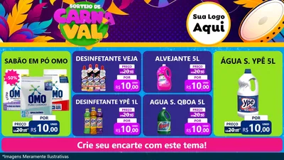 Modelo de TV para TV Horizontal com o tema Sorteio de Carnaval para Produtos de Limpeza