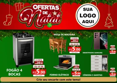 Modelo de Encarte para Encarte A4 Horizontal com o tema Ofertas de Natal para Móveis e Eletro