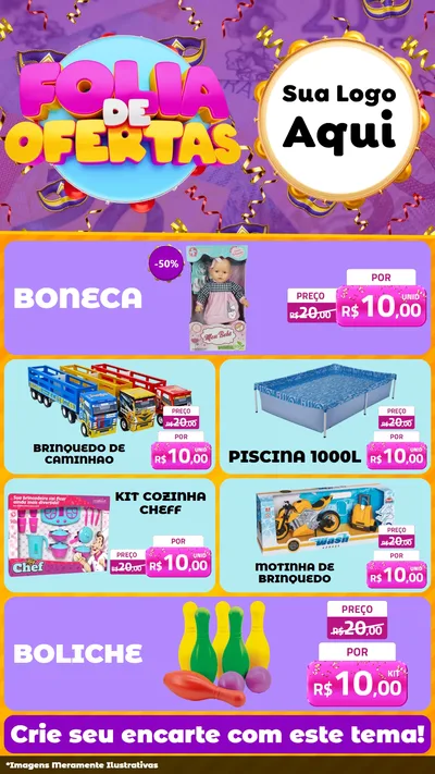 Modelo de TV para TV Vertical com o tema Folia de Ofertas para Brinquedos