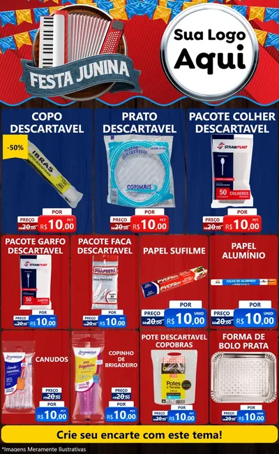Modelo de Encarte para Encarte Grande com o tema Festa Junina para Embalagens