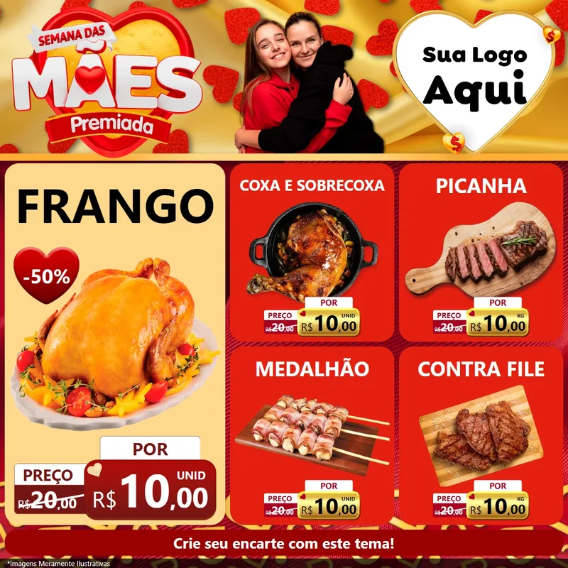 Modelo de Rede Social para Feed Facebook com o tema Semana das Mães Premiada para Assados