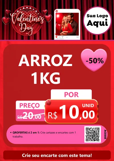 Modelo de Cartaz para Cartaz A4 Vertical com o tema Valentine's Day para Supermercado