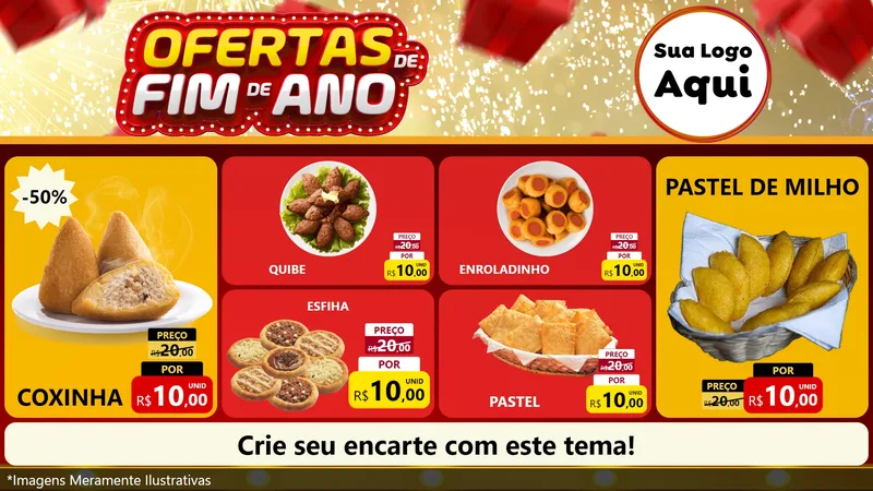 Modelo de TV para TV Horizontal com o tema Ofertas de Fim de Ano para Salgadaria