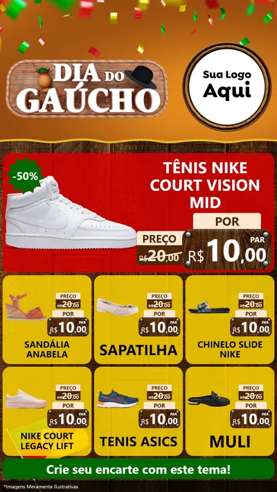 Modelo de Rede Social para Stories com o tema Dia do Gaúcho para Calçados