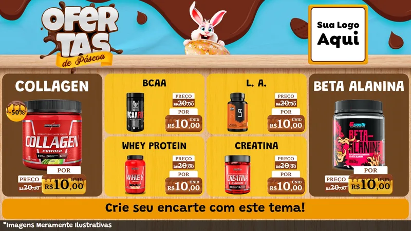 Modelo de TV para TV Horizontal com o tema Ofertas de Páscoa para Suplementos alimentares