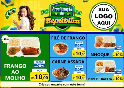 Modelo de Encarte para Encarte A4 Horizontal com o tema Proclamação da República para Restaurante